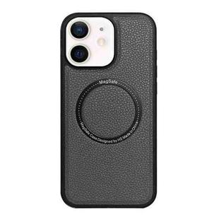 For iPhone 11 Litchi Texture PU MagSafe Back Cover Phone Case(Grey)