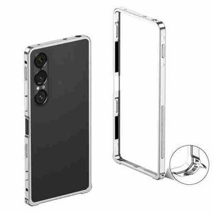 For Sony Xperia 1 VII Metal Frame Heat Dissipation Phone Case with Camera Guard Ring(Silver)