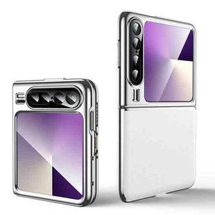 For Huawei Pura X Electroplating Plain Leather Series Shockproof Phone Case(White)