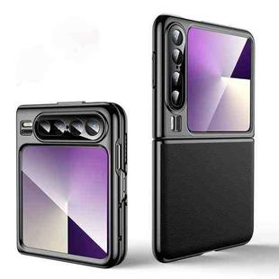 For Huawei Pura X Electroplating Plain Leather Series Shockproof Phone Case(Black)