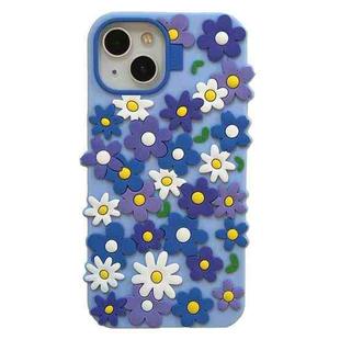 For iPhone 13 Pro Max Small Flowers Silicone Phone Case(Blue)