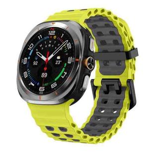 For Samsung Galaxy Watch8 / 8 Classic xDfind Black Buckle Ocean Two Color Dual-row Hole Silicone Watch Band(Lime Grey)