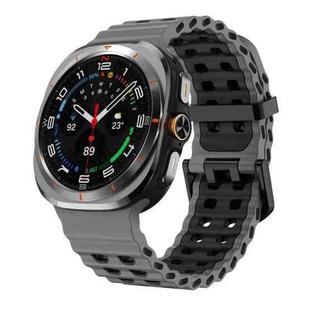 For Samsung Galaxy Watch8 / 8 Classic xDfind Black Buckle Ocean Two Color Dual-row Hole Silicone Watch Band(Black)