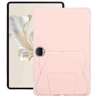 For Honor Pad 9 12.1 2023 Folding Magnetic Holder Acrylic Leather Back Tablet Case(Pink)