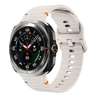 For Samsung Galaxy Watch Ultra 47mm / Ultra 2025 xDfind Wave Stitching Silicone Watch Band(Starlight)