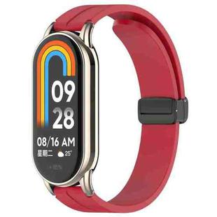 For Xiaomi Smart Band 10 / 9 / 8 / NFC xDfind Folding Buckle Silicone Watch Band(Wine Red)