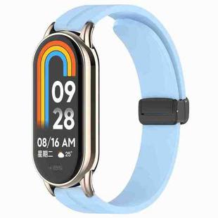 For Xiaomi Smart Band 10 / 9 / 8 / NFC xDfind Folding Buckle Silicone Watch Band(Blue)