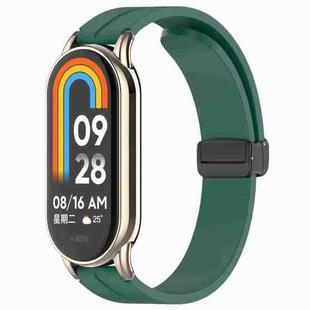 For Xiaomi Smart Band 10 / 9 / 8 / NFC xDfind Folding Buckle Silicone Watch Band(Pine Green)