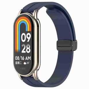 For Xiaomi Smart Band 10 / 9 / 8 / NFC xDfind Folding Buckle Silicone Watch Band(Midnight Blue)