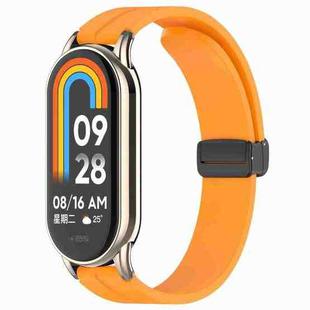 For Xiaomi Smart Band 10 / 9 / 8 / NFC xDfind Folding Buckle Silicone Watch Band(Yellow)