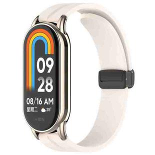 For Xiaomi Smart Band 10 / 9 / 8 / NFC xDfind Folding Buckle Silicone Watch Band(Apricot)