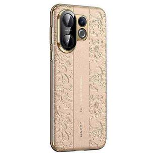 For vivo S30 Cloud Dragon Pattern Plain Leather PC Phone Case(Gold)