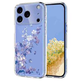 For iPhone 17 Pro Max Flower Pattern Painted TPU Phone Case(Violet)