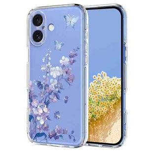 For iPhone 17 Flower Pattern Painted TPU Phone Case(Violet)