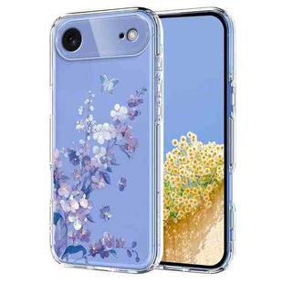 For iPhone 17 Air Flower Pattern Painted TPU Phone Case(Violet)