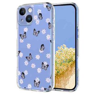 For iPhone 15 Plus Flower Pattern Painted TPU Phone Case(Little Butterfly)