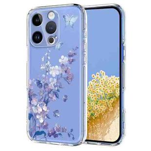 For iPhone 13 Pro Flower Pattern Painted TPU Phone Case(Violet)
