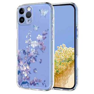 For iPhone 11 Pro Flower Pattern Painted TPU Phone Case(Violet)
