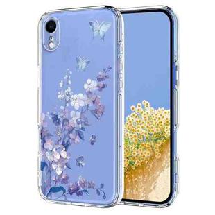 For iPhone XR Flower Pattern Painted TPU Phone Case(Violet)