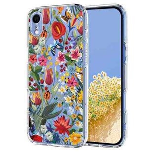 For iPhone XR Flower Pattern Painted TPU Phone Case(lily)
