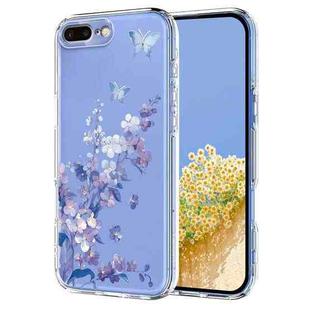 For iPhone 8 Plus / 7 Plus Flower Pattern Painted TPU Phone Case(Violet)