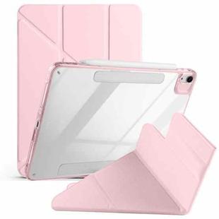 For iPad Air 11 2024 / 2025 Magnetic Detachable Dual-Clasp Acrylic Deformation Leather Tablet Case(Pink)