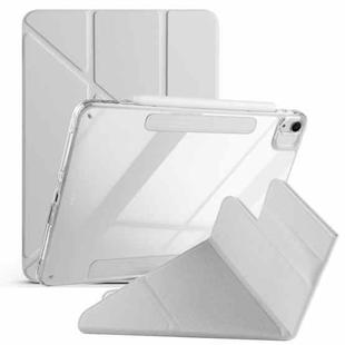 For iPad Air 11 2024 / 2025 Magnetic Detachable Dual-Clasp Acrylic Deformation Leather Tablet Case(Grey)