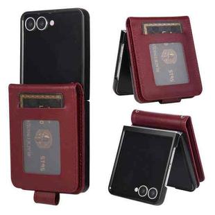 For Samsung Galaxy Z Flip7 5G 3-Card Slots Multifunctional Leather Phone Case(Wine Red)