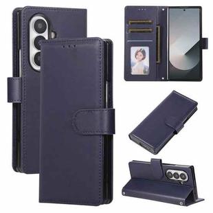 For Samsung Galaxy Z Fold7 5G 3-Card Slots Multifunctional Leather Phone Case(Blue)