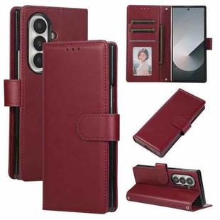For Samsung Galaxy Z Fold7 5G 3-Card Slots Multifunctional Leather Phone Case(Wine Red)
