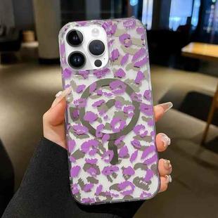 For iPhone 13 Pro Leopard MagSafe Dual-side Laminating IMD Phone Case(Purple)