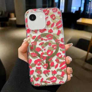For iPhone 16e Leopard MagSafe Dual-side Laminating IMD Phone Case(Pink)