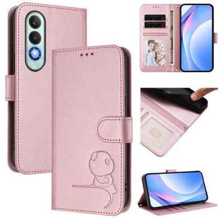 For OnePlus Nord CE4 Litter Panda Embossing RFID Leather Phone Case with Lanyard(Pink)