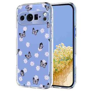 For Google Pixel 9 / 9 Pro / 10 / 10 Pro Flower Pattern Painted TPU Phone Case(Little Butterfly)