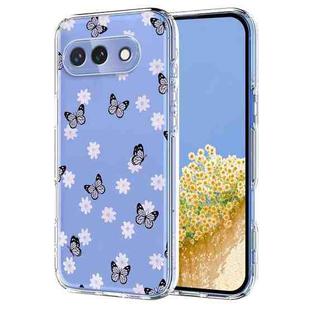 For Google Pixel 9a Flower Pattern Painted TPU Phone Case(Little Butterfly)