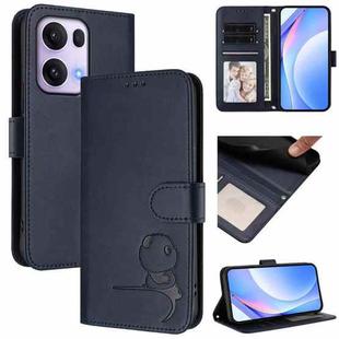 For OPPO Reno13 Pro 5G Global Litter Panda Embossing RFID Leather Phone Case with Lanyard(Blue)