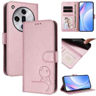 For OPPO Find X7 Litter Panda Embossing RFID Leather Phone Case with Lanyard(Pink)