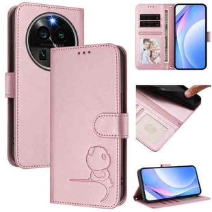 For OPPO Find X6 Pro Litter Panda Embossing RFID Leather Phone Case with Lanyard(Pink)