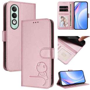 For OPPO K12x 5G Global Litter Panda Embossing RFID Leather Phone Case with Lanyard(Pink)