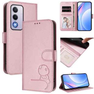 For OPPO A80 5G EU / A3 Pro 5G Global Litter Panda Embossing RFID Leather Phone Case with Lanyard(Pink)