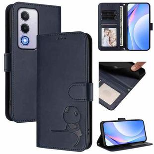 For OPPO A80 5G EU / A3 Pro 5G Global Litter Panda Embossing RFID Leather Phone Case with Lanyard(Blue)
