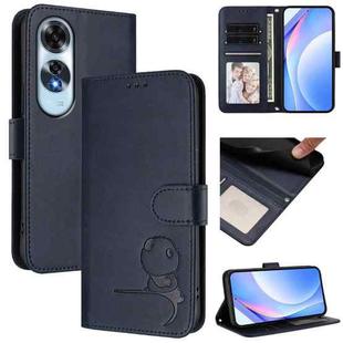 For OPPO A60 4G Global Litter Panda Embossing RFID Leather Phone Case with Lanyard(Blue)