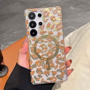 For Samsung Galaxy S25 Ultra 5G Leopard MagSafe Dual-side Laminating IMD Phone Case(Yellow Coffee)