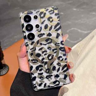 For Samsung Galaxy S25 Ultra 5G Leopard MagSafe Dual-side Laminating IMD Phone Case(Black Brown)