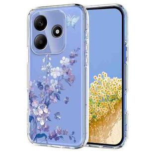 For Redmi Note 14 4G 164.84mm Flower Pattern Painted TPU Phone Case(Violet)