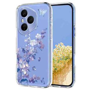 For Honor 400 Pro Global 160.8mm Flower Pattern Painted TPU Phone Case(Violet)