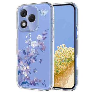 For Honor 400 Lite Global Flower Pattern Painted TPU Phone Case(Violet)
