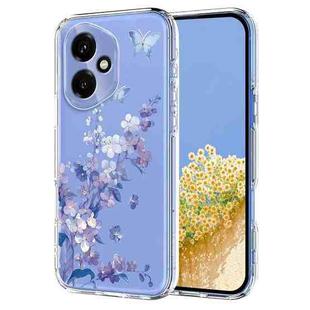 For Honor 400 Global 156.5mm Flower Pattern Painted TPU Phone Case(Violet)