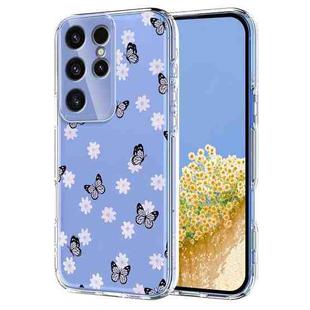 For Samsung Galaxy S23 Ultra 5G Flower Pattern Painted TPU Phone Case(Little Butterfly)