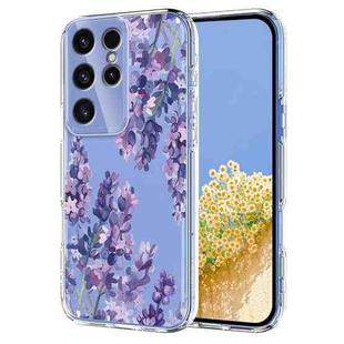 For Samsung Galaxy S23 Ultra 5G Flower Pattern Painted TPU Phone Case(Wisteria)